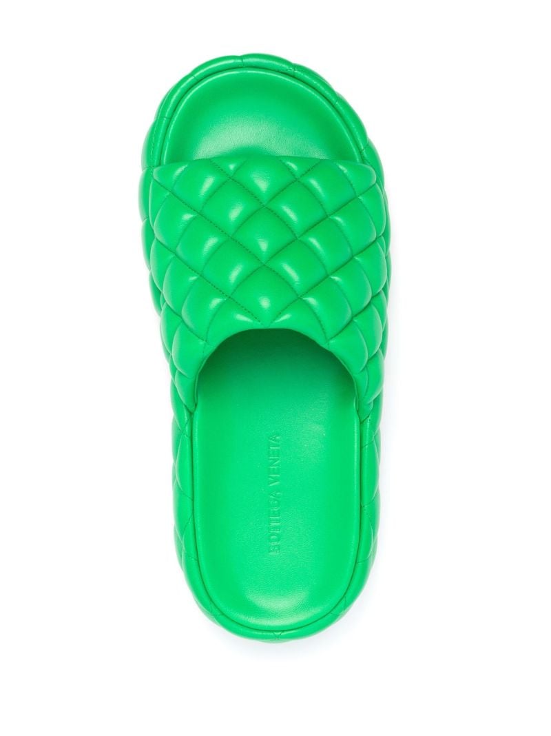 Green Quilted Leather Slides