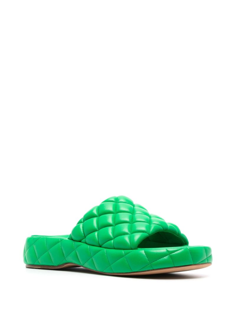Green Quilted Leather Slides
