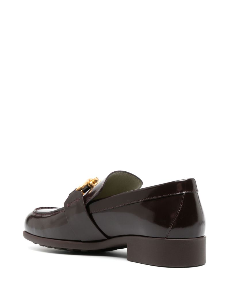 Black Madame Chain Leather Loafers