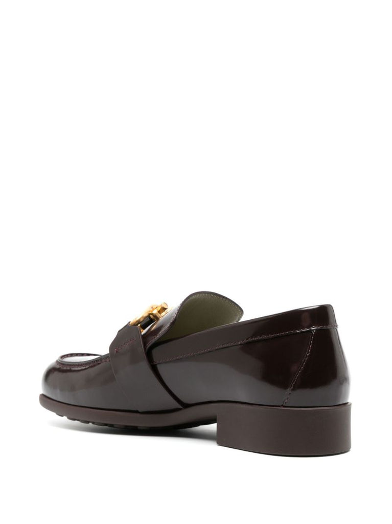 Black Madame Chain Leather Loafers