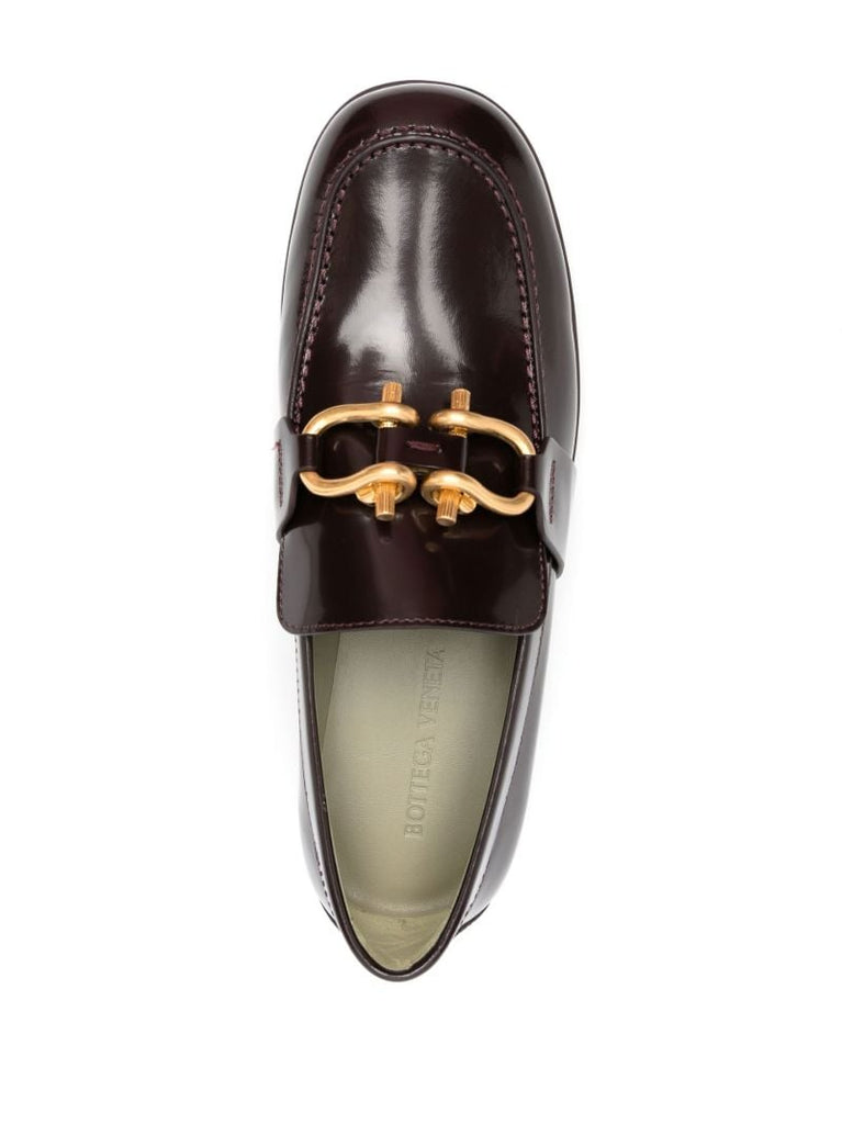 Black Madame Chain Leather Loafers