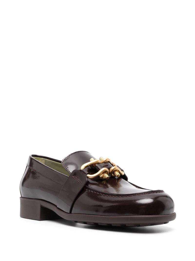 Black Madame Chain Leather Loafers