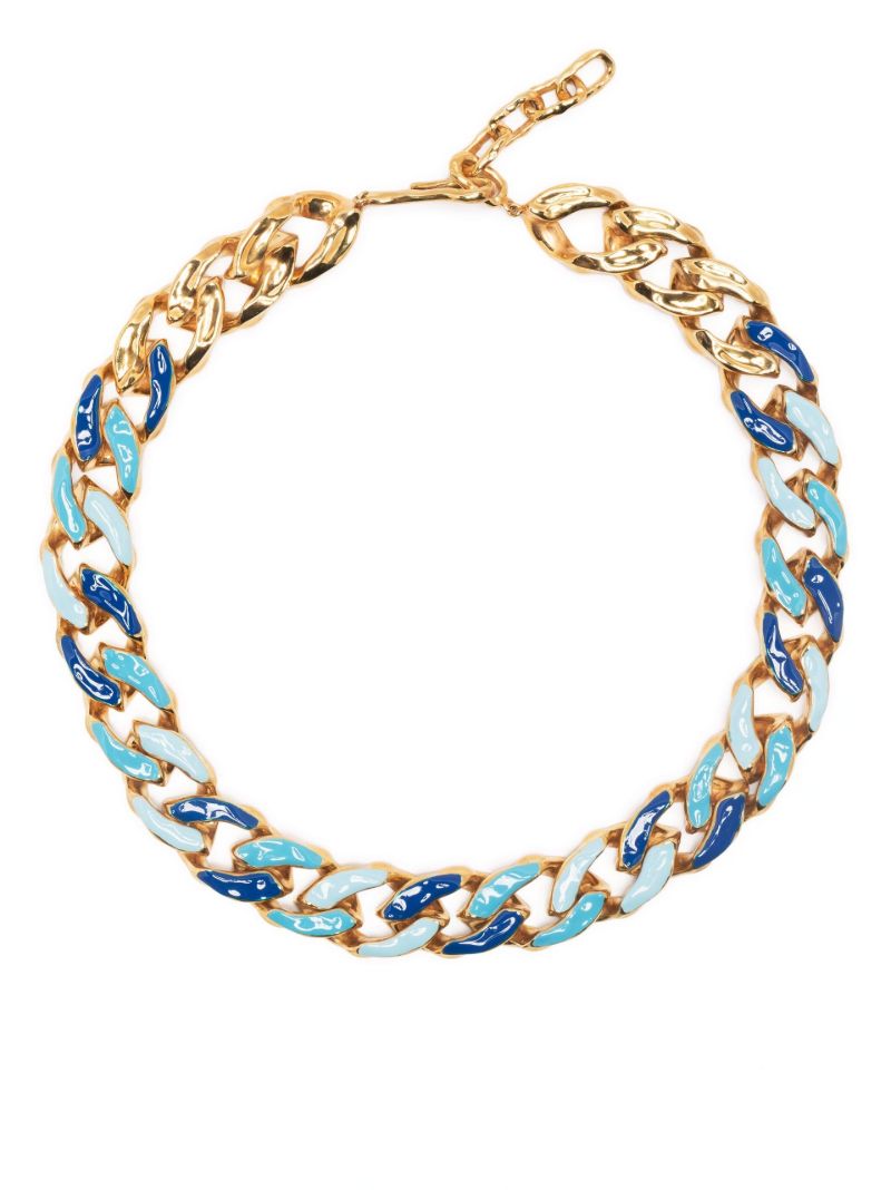 Gold-plated Statement Waves Chain-link Necklace