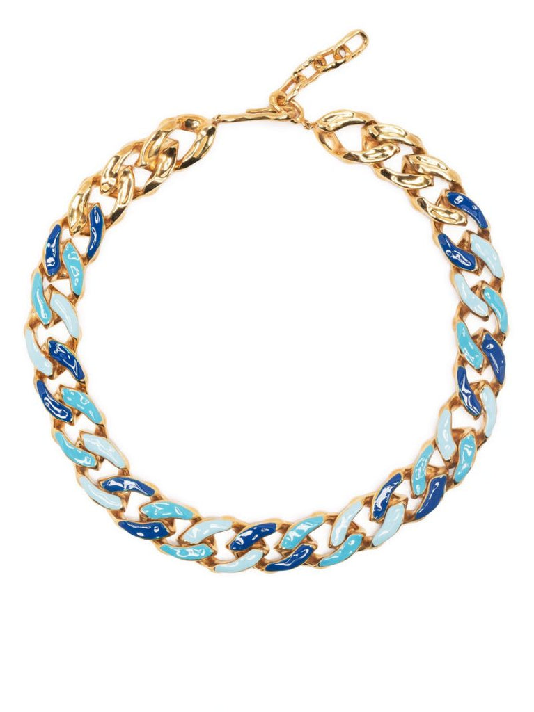 Gold-plated Statement Waves Chain-link Necklace