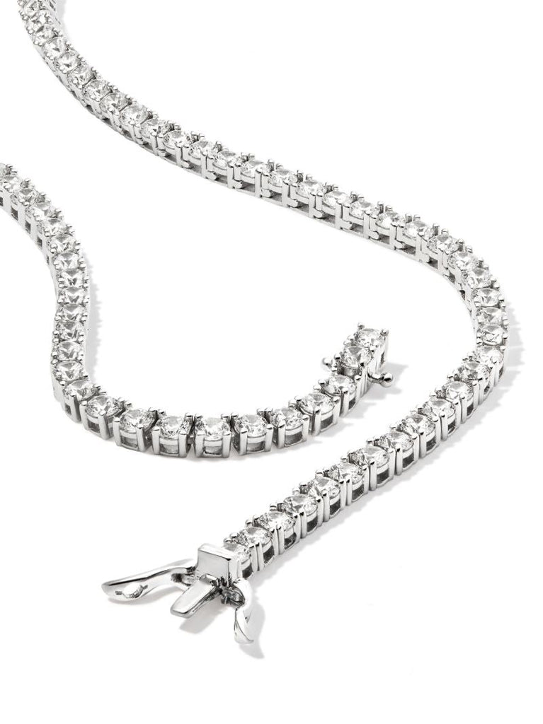 Sterling Silver Crystal Tennis Necklace