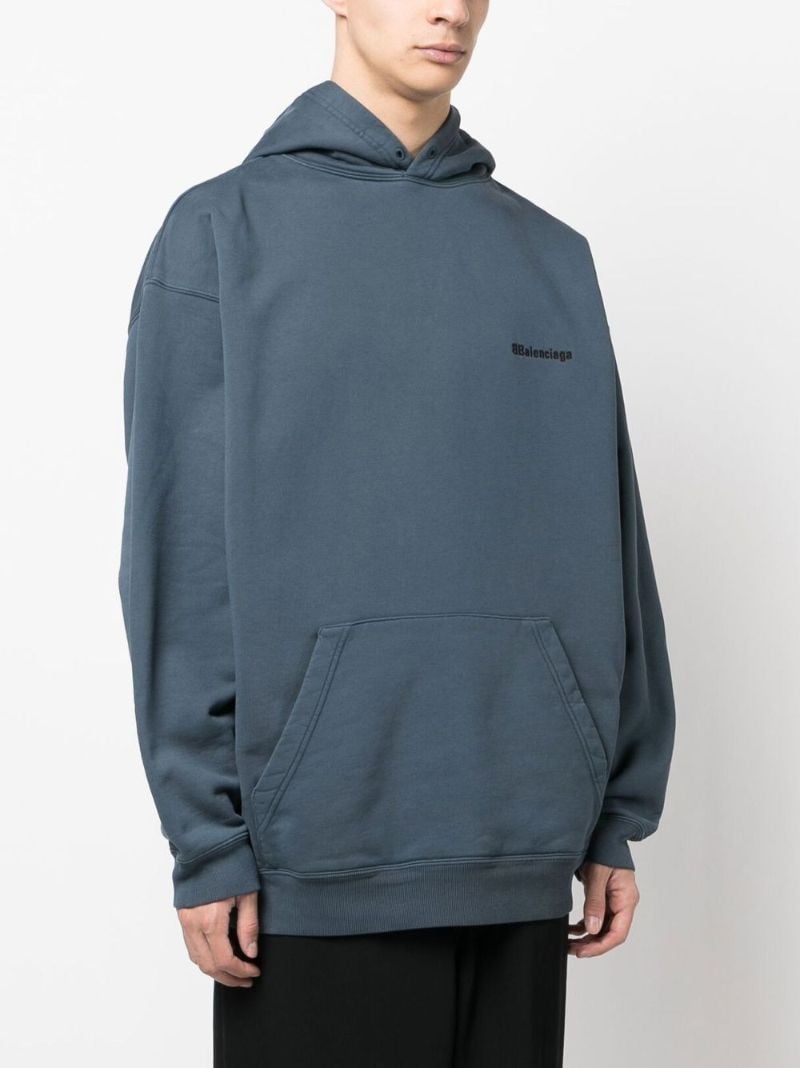 Blue Embroidered Logo Hoodie