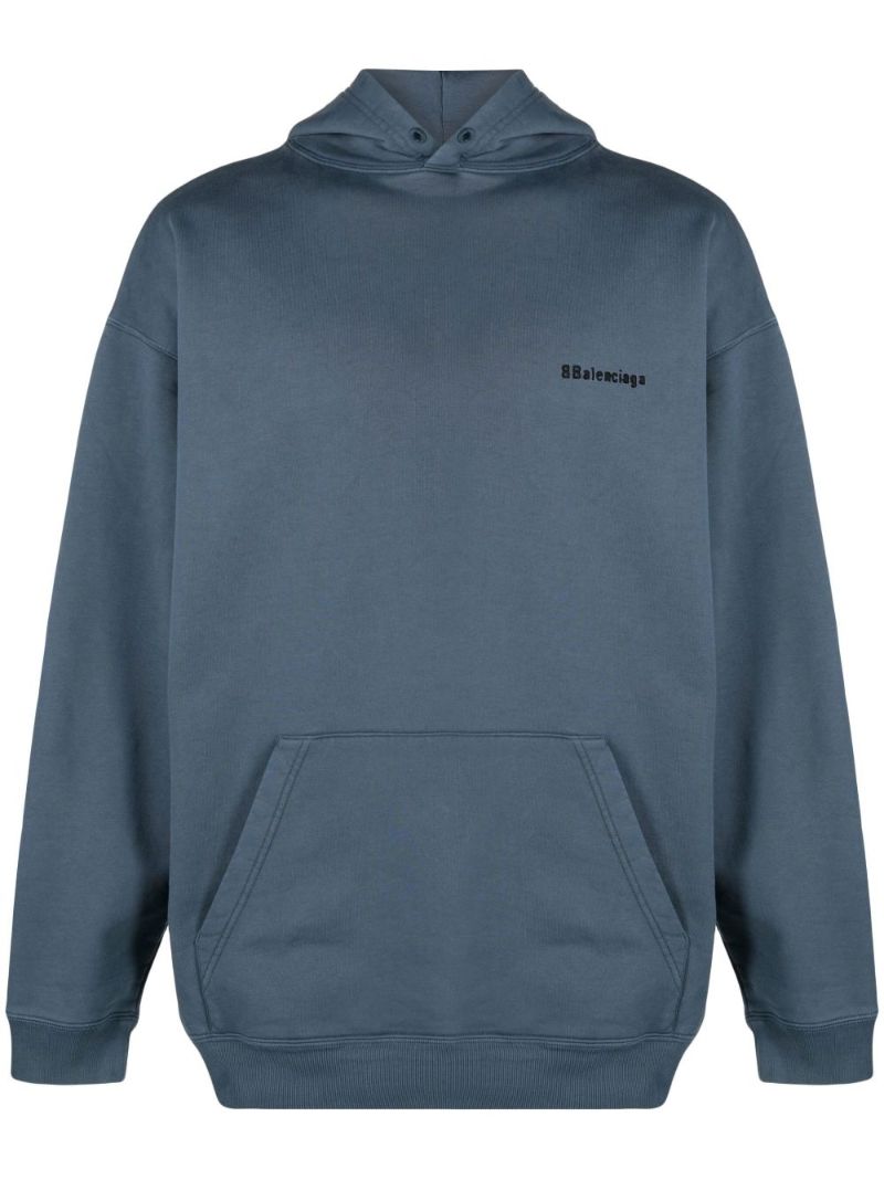 Blue Embroidered Logo Hoodie