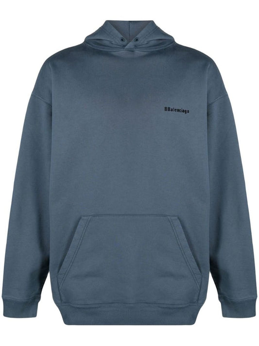 Blue Embroidered Logo Hoodie