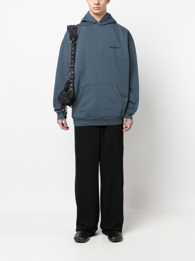 Blue Embroidered Logo Hoodie