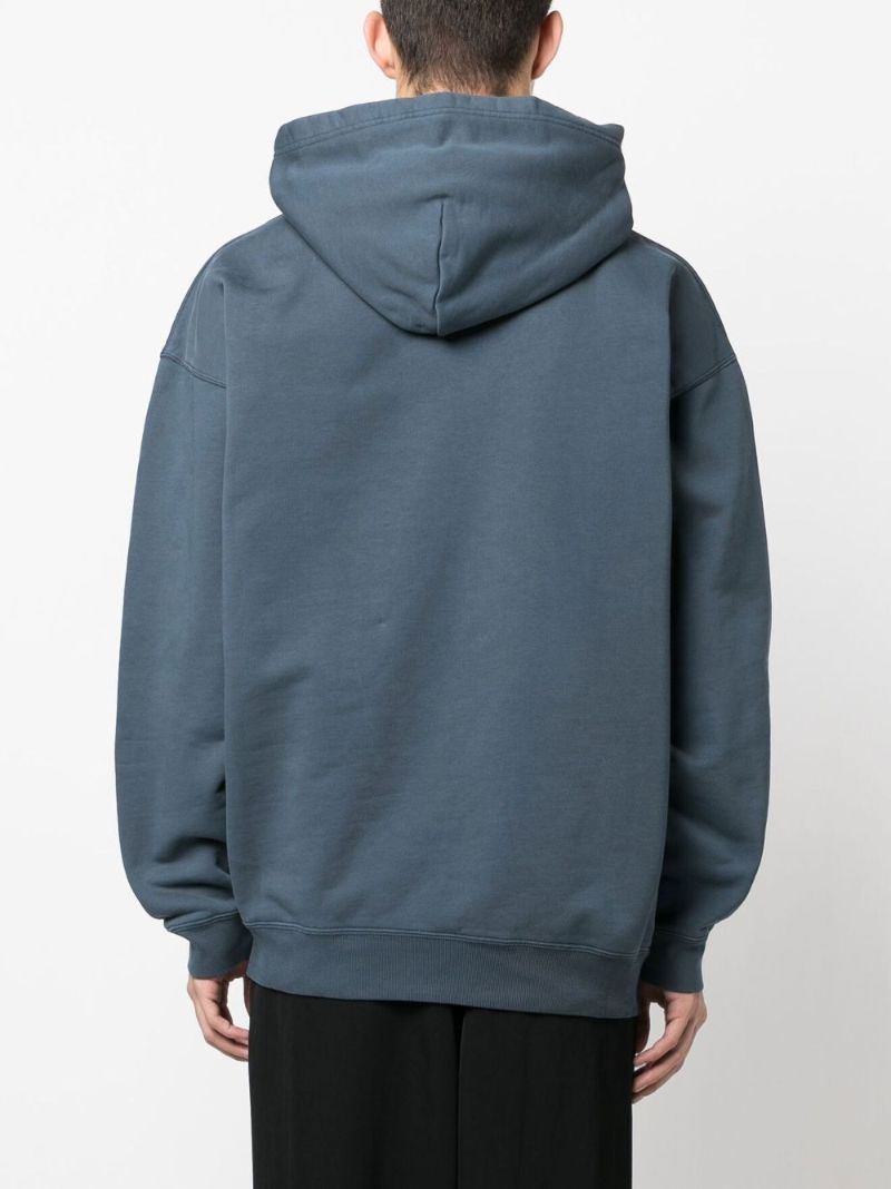 Blue Embroidered Logo Hoodie