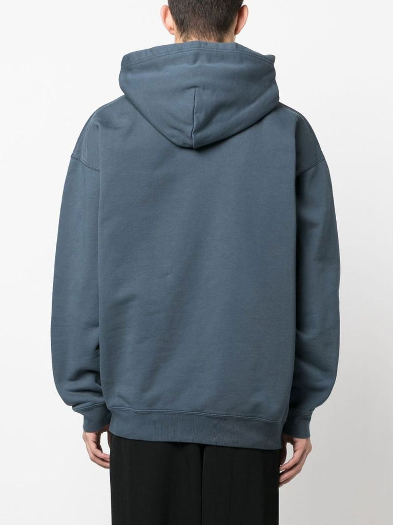 Blue Embroidered Logo Hoodie