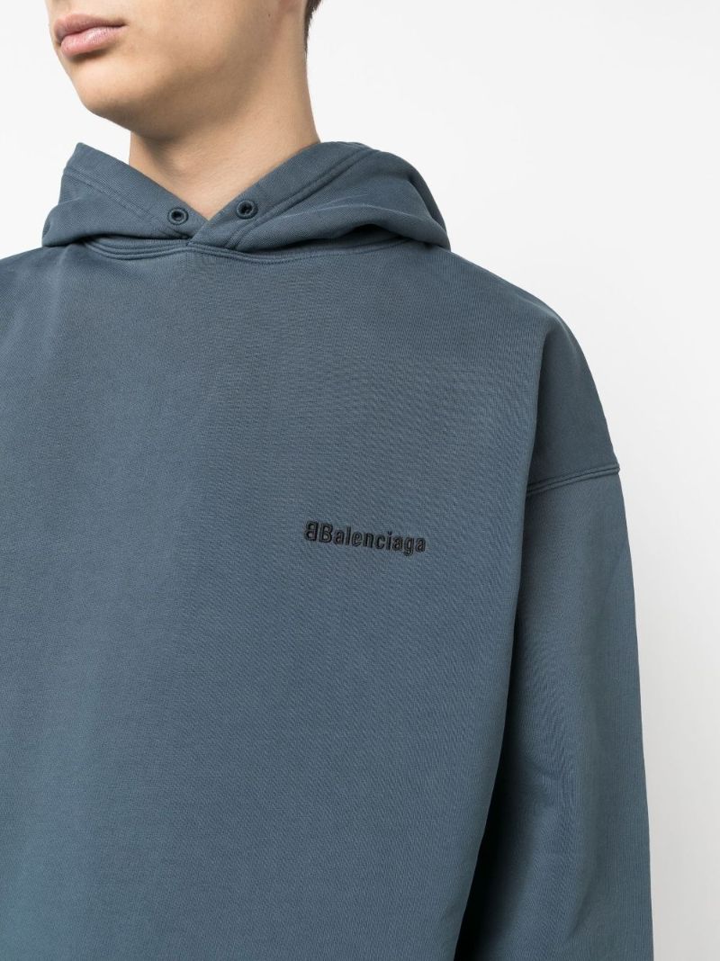 Blue Embroidered Logo Hoodie