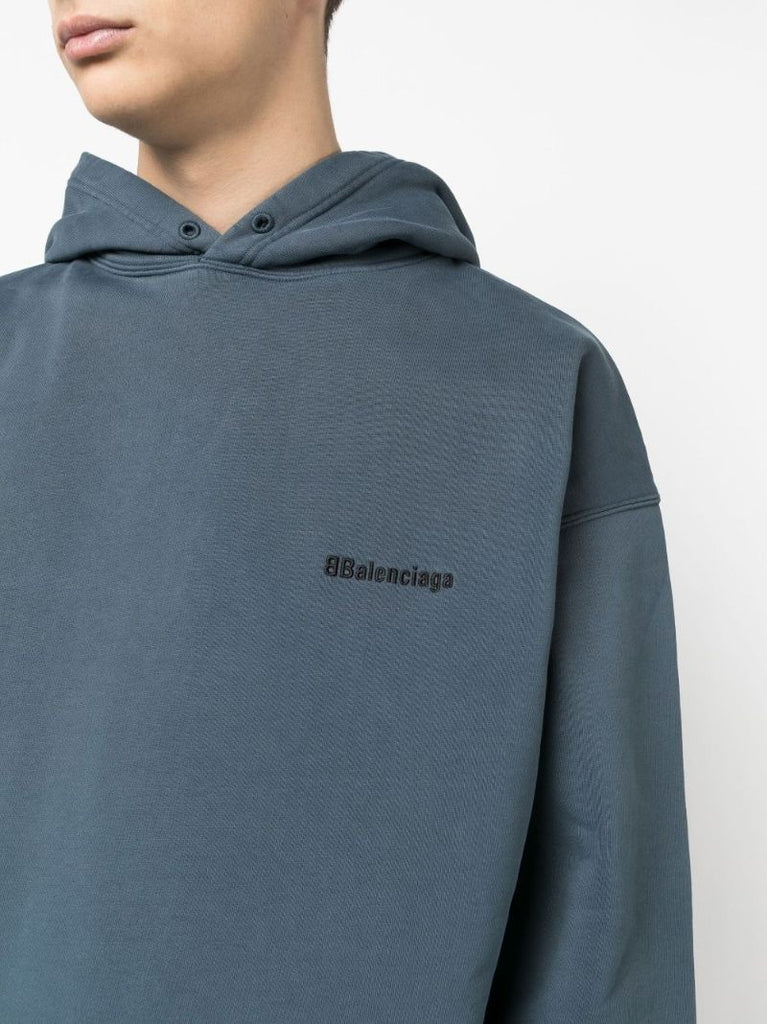 Blue Embroidered Logo Hoodie