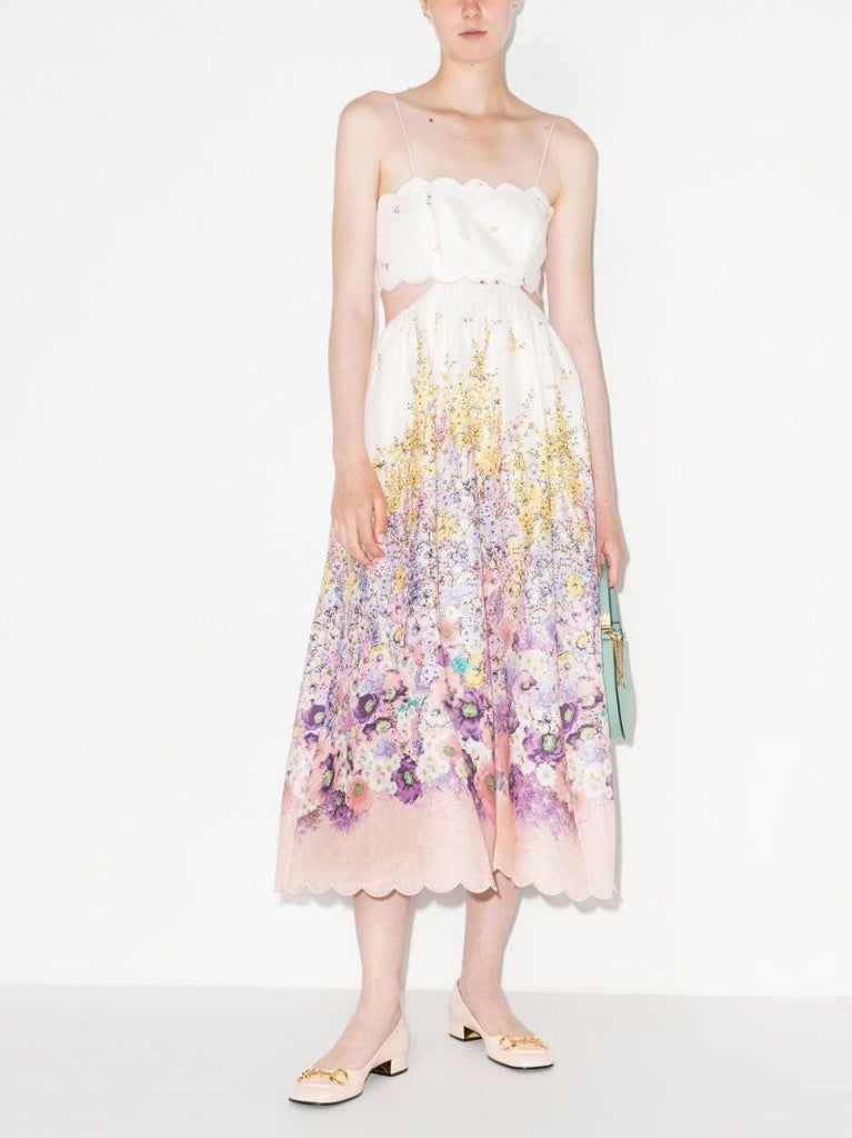 Jude Floral Print Linen Midi Dress