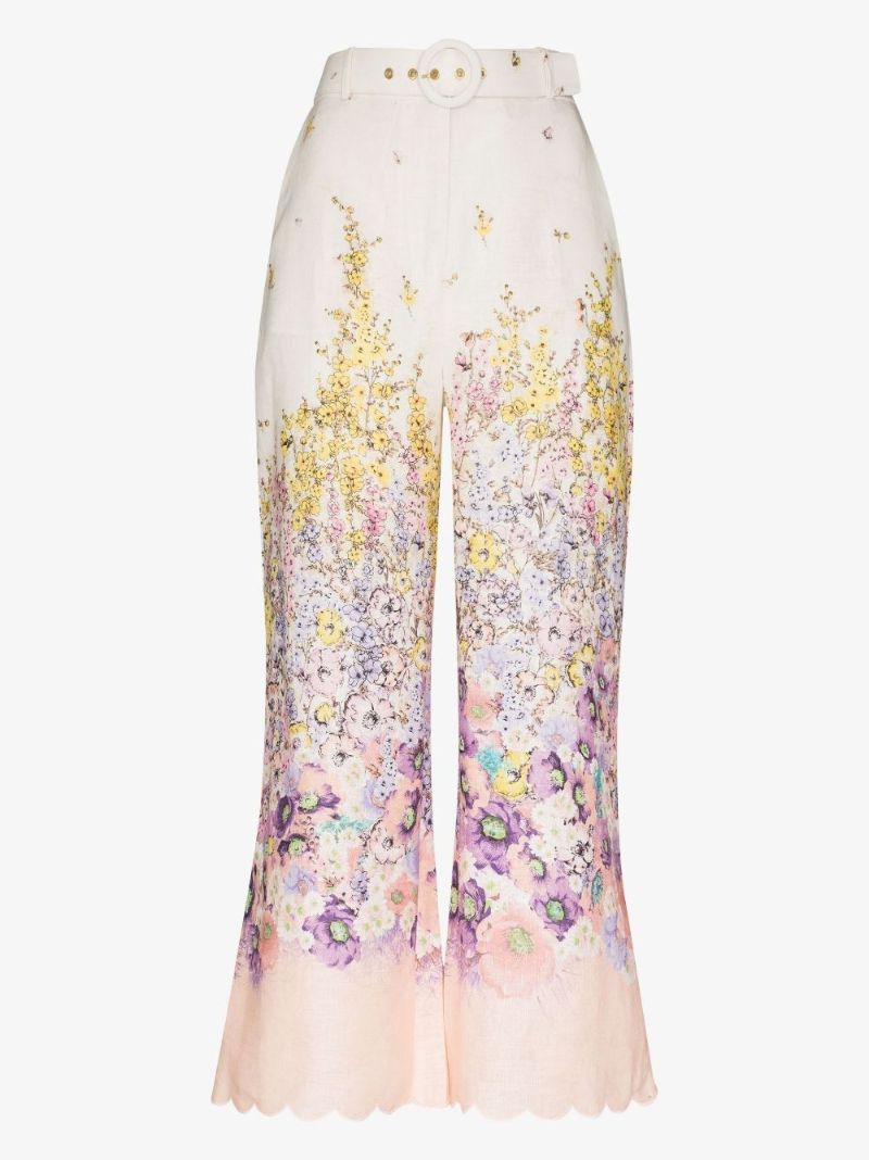 Jude Cropped Floral Print Linen Trousers