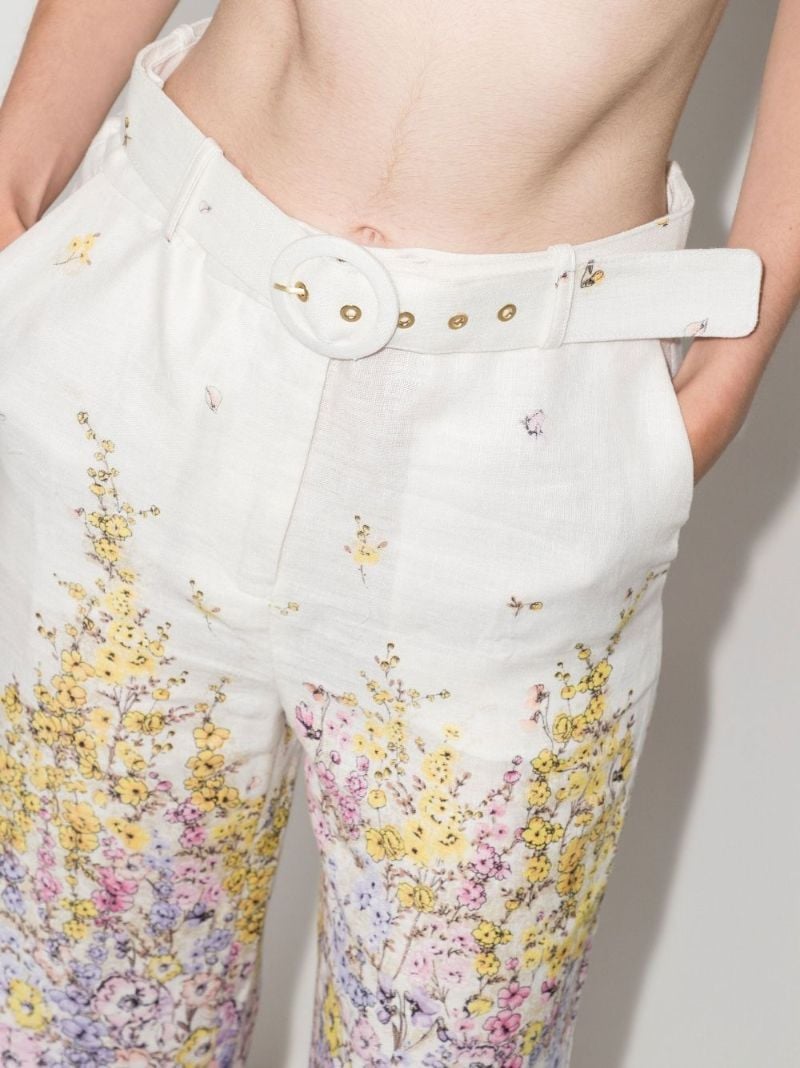 Jude Cropped Floral Print Linen Trousers