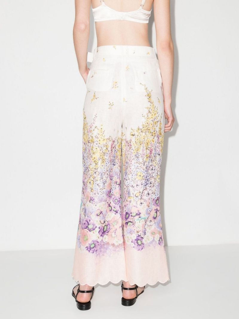 Jude Cropped Floral Print Linen Trousers