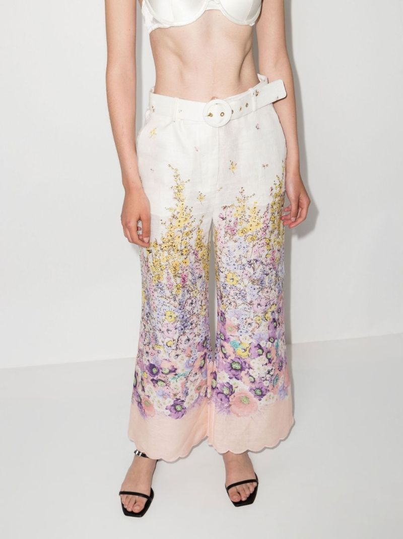 Jude Cropped Floral Print Linen Trousers