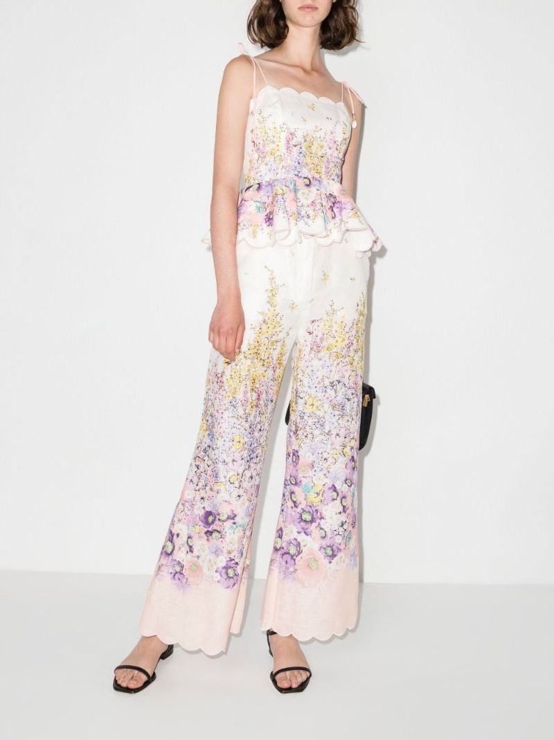 Jude Cropped Floral Print Linen Trousers