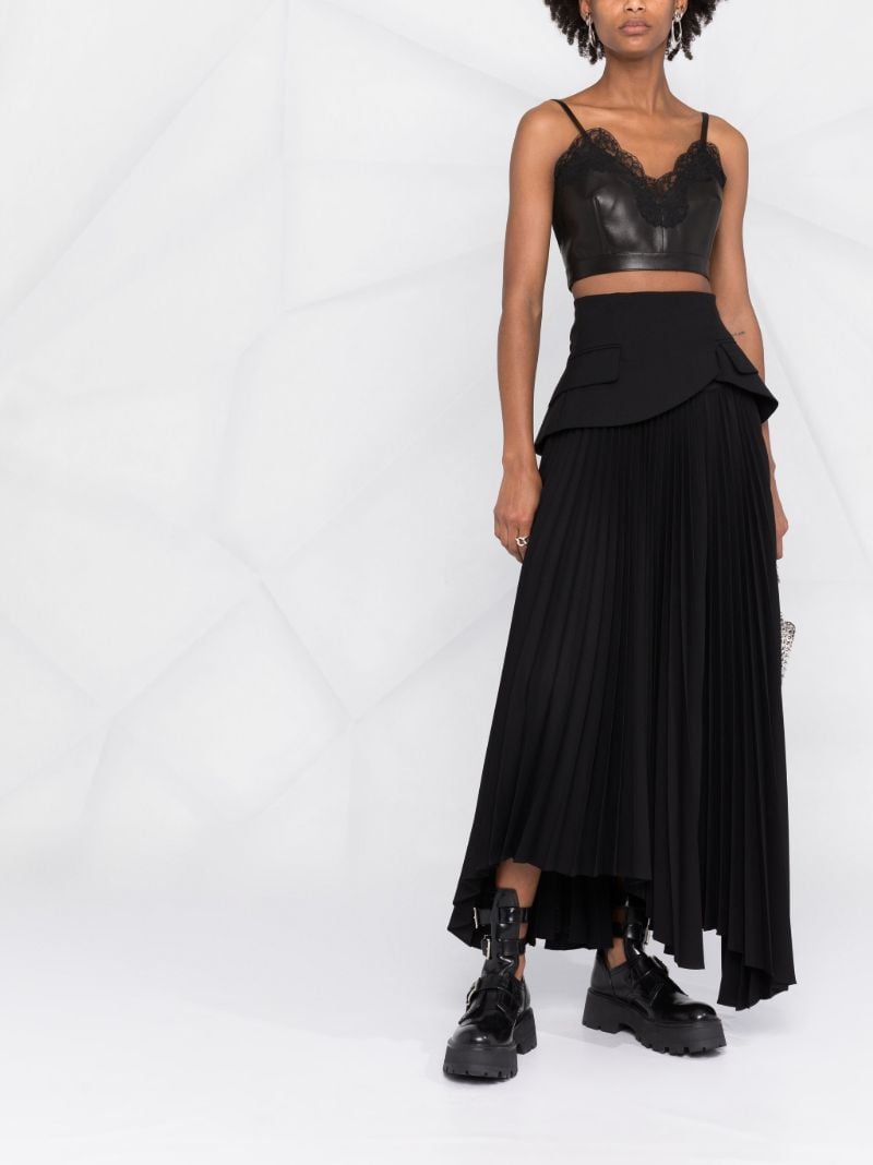 Black Lace-trim Leather Corset Top
