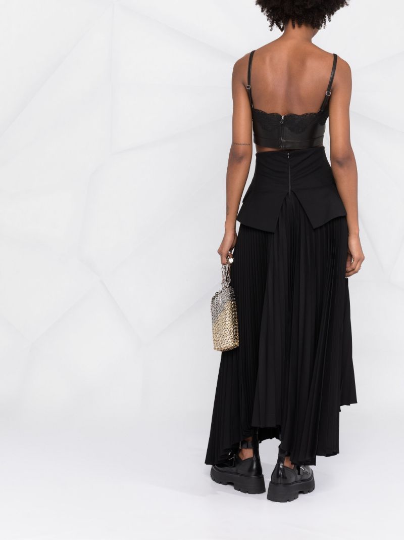 Black Lace-trim Leather Corset Top
