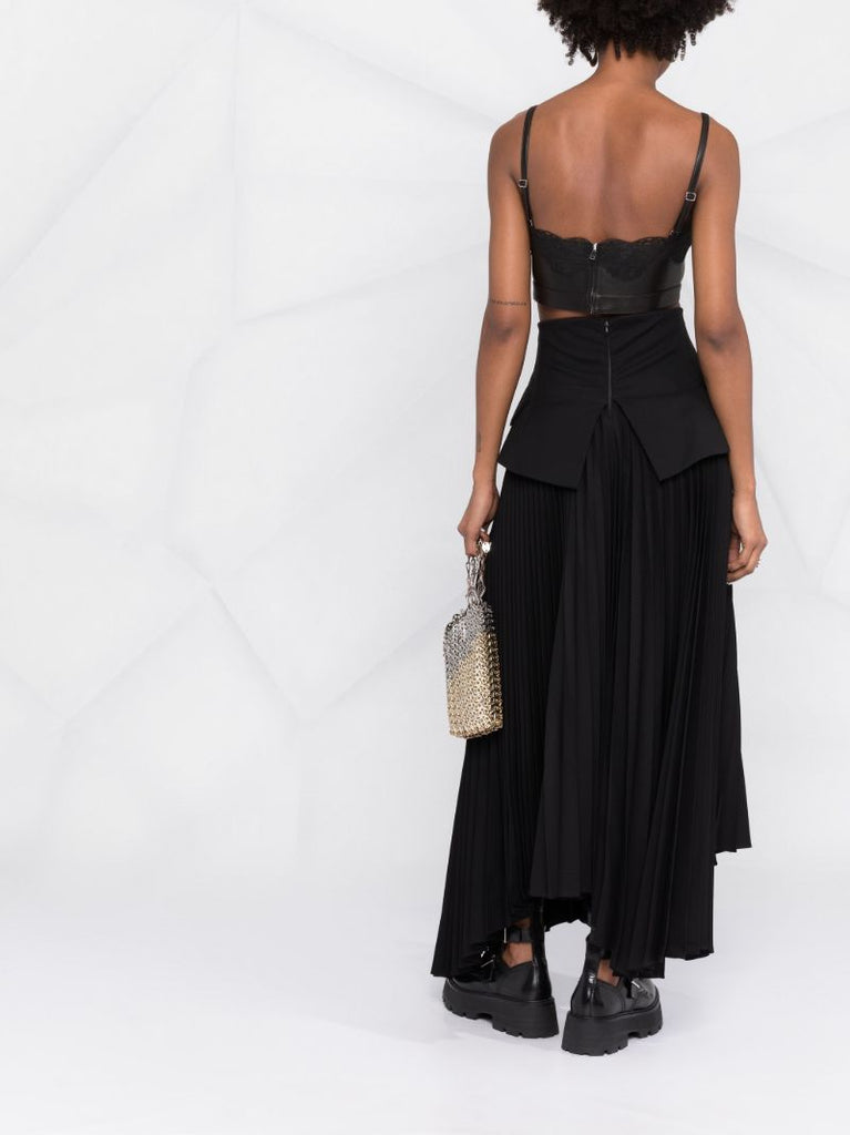 Black Lace-trim Leather Corset Top