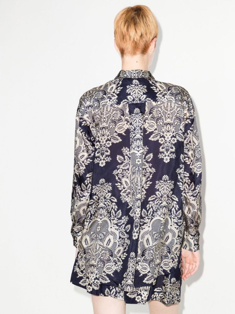 Blue Pattie Paisley Print Silk Shirt