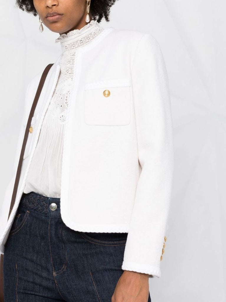 White Chasseur Silk Jacket