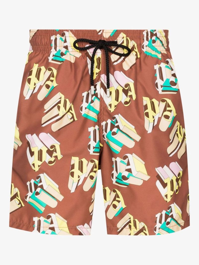 X Vilebrequin Brown Monogram Print Swim Shorts