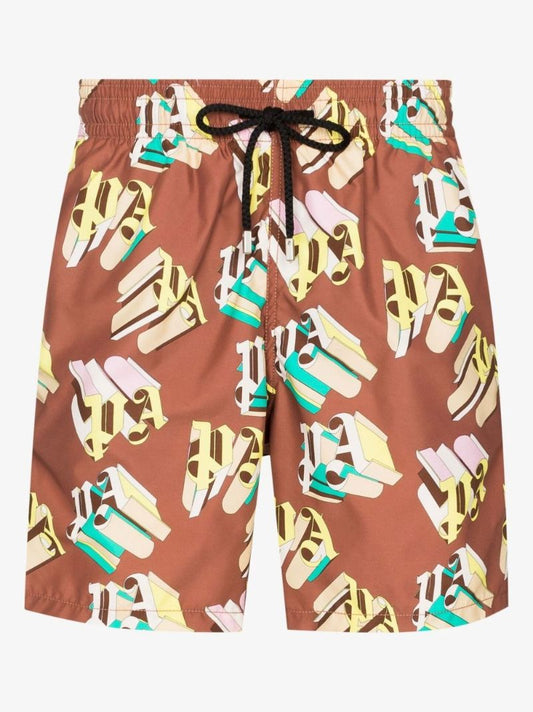 X Vilebrequin Brown Monogram Print Swim Shorts
