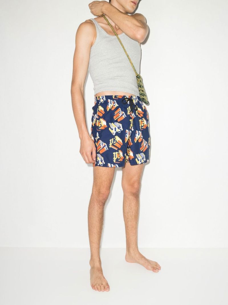 X Vilebrequin Blue 3d Logo Print Swim Shorts
