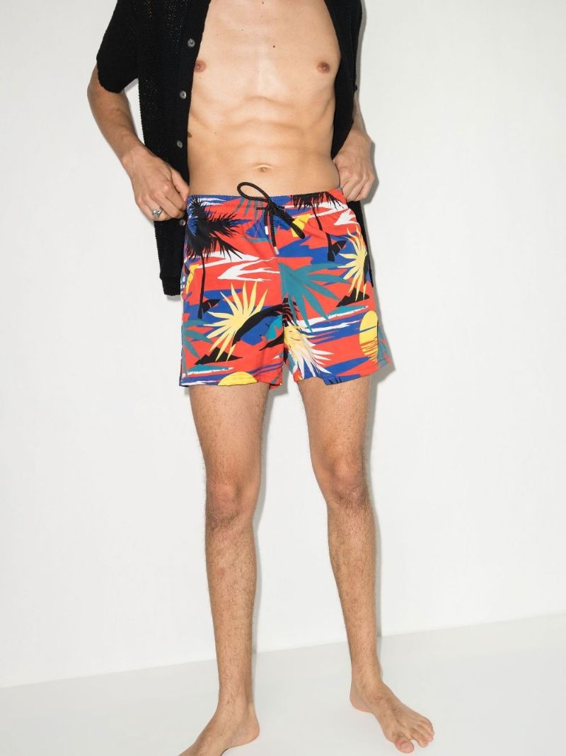 X Vilebrequin Red Hawaiian Swim Shorts