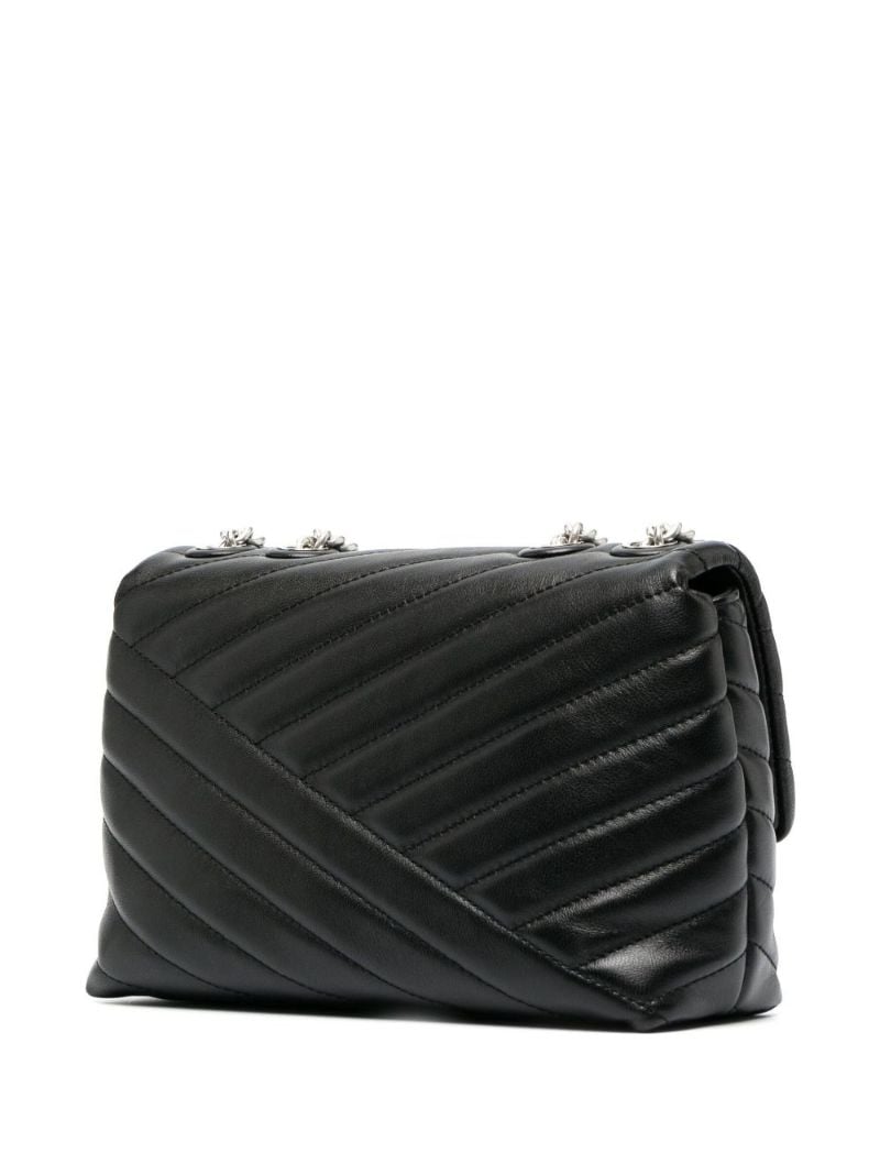 Black Kira Chevron Convertible Leather Shoulder Bag