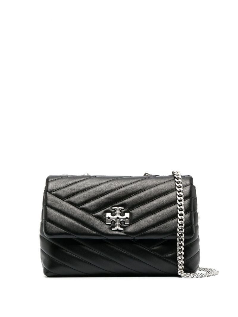 Black Kira Chevron Convertible Leather Shoulder Bag