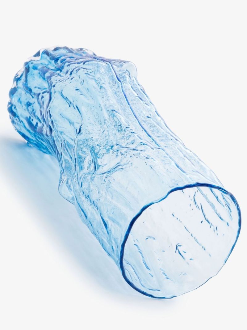 Blue Tree Log Glass Vase