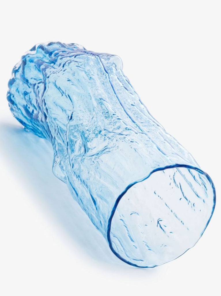 Blue Tree Log Glass Vase