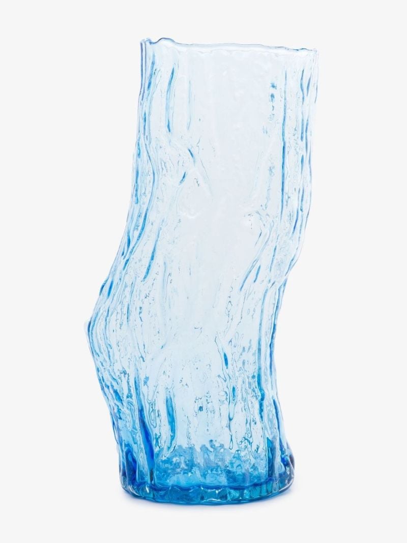 Blue Tree Log Glass Vase