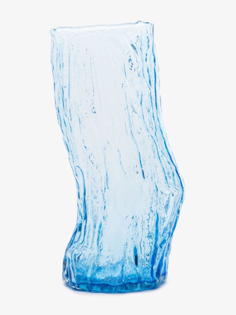 Blue Tree Log Glass Vase