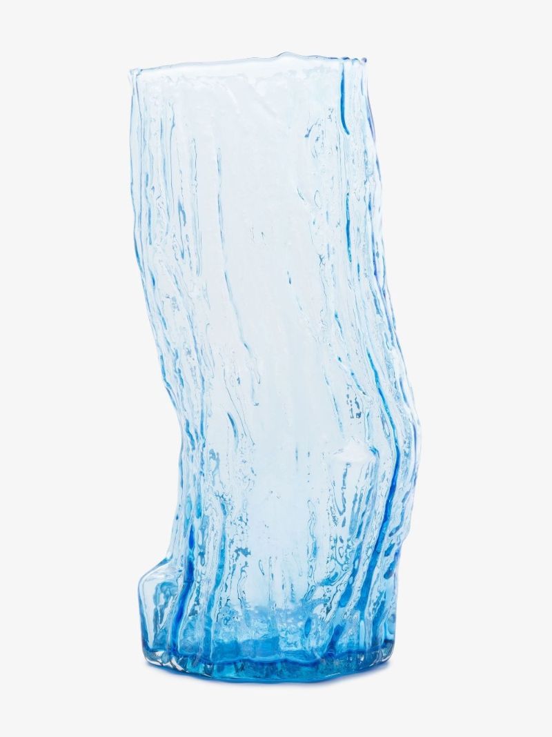 Blue Tree Log Glass Vase