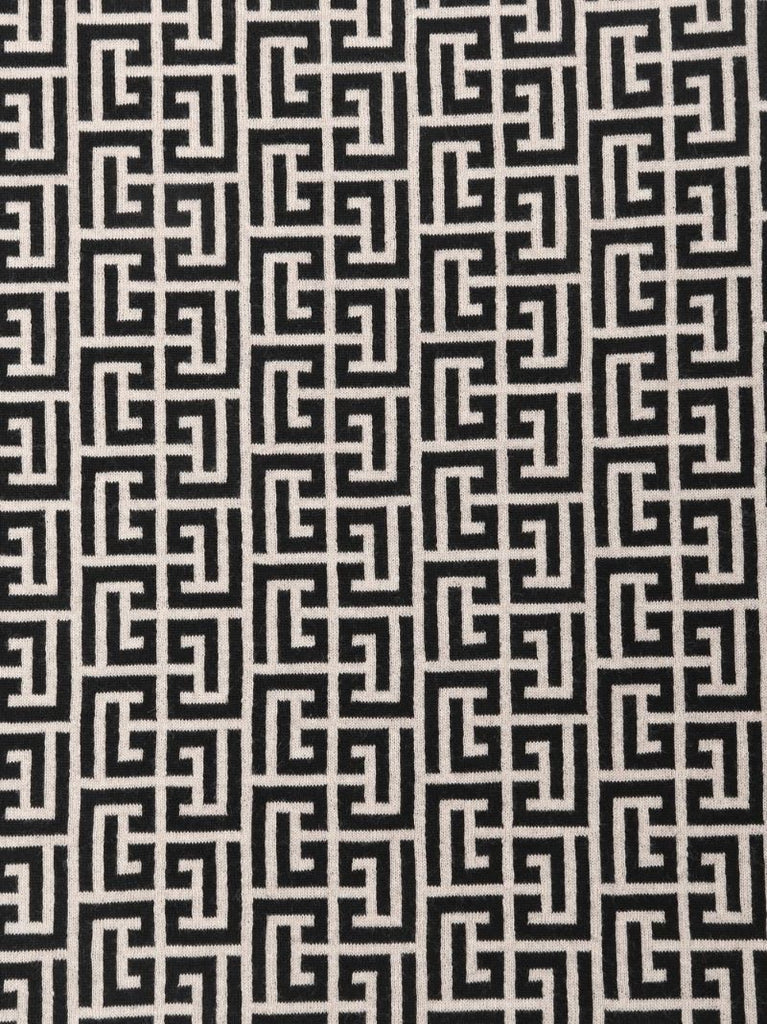 White and Black Monogram Print Wool Scarf