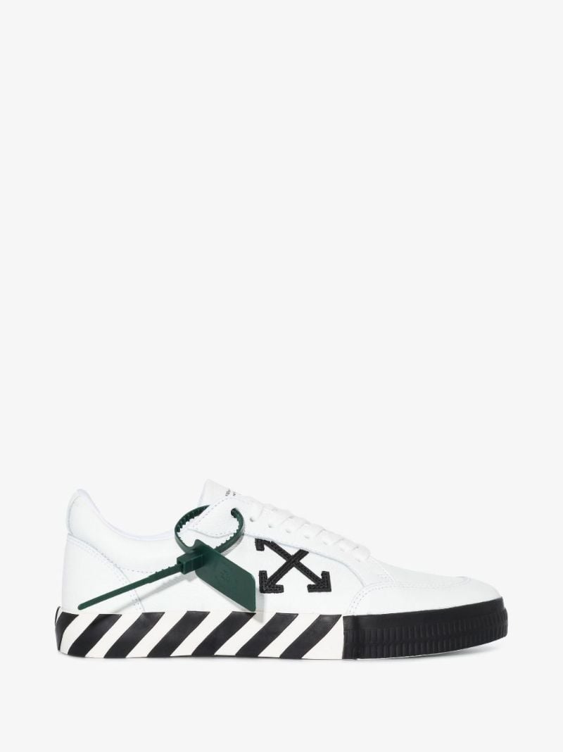 White Low Vulcanised Leather Sneakers