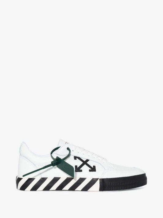 White Low Vulcanised Leather Sneakers