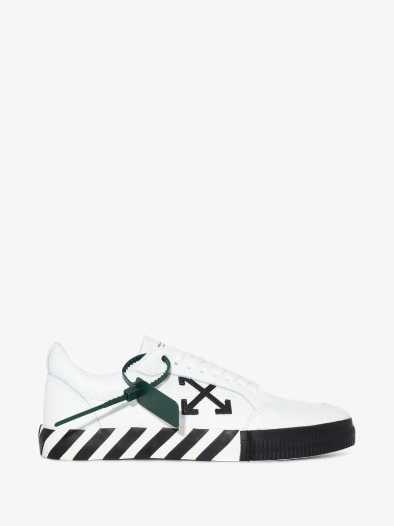 White Low Vulcanised Leather Sneakers