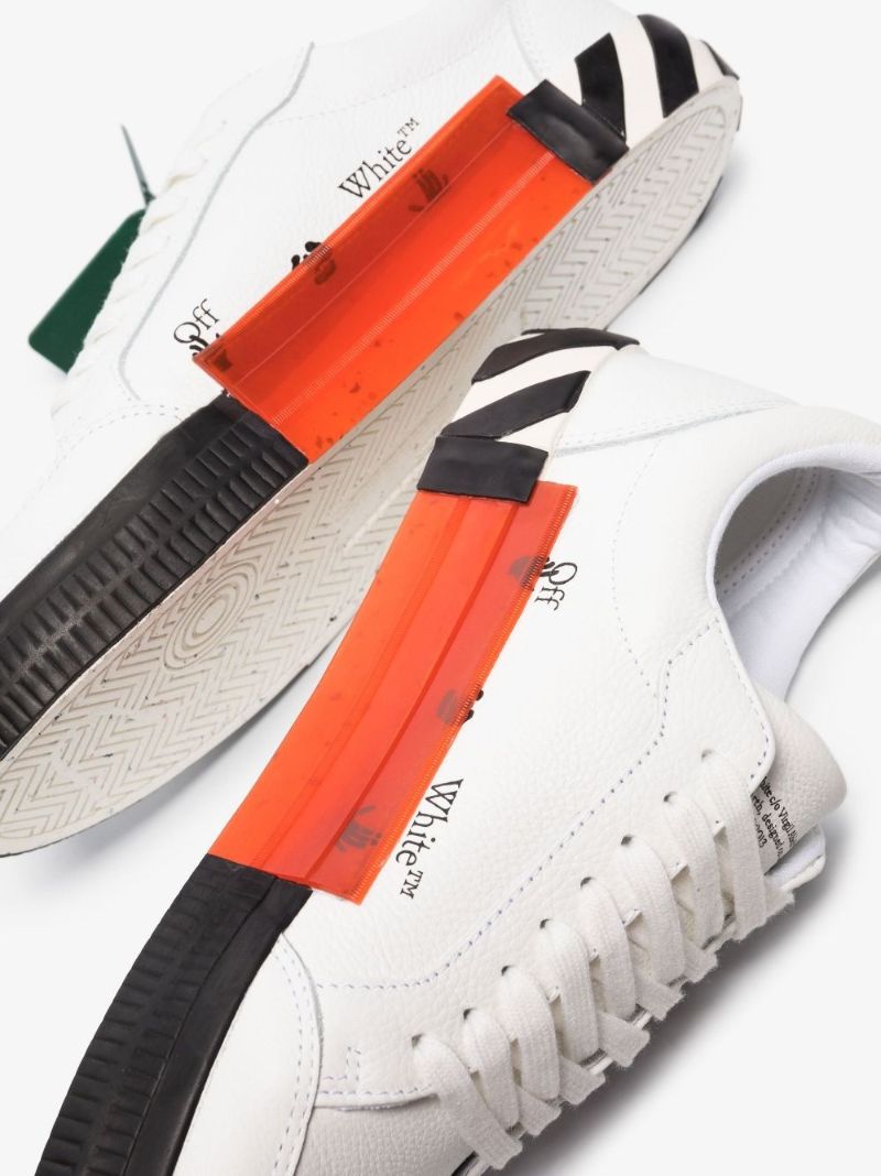 White Low Vulcanised Leather Sneakers