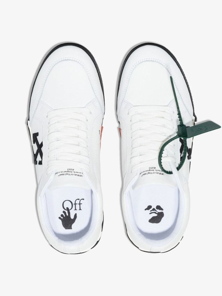 White Low Vulcanised Leather Sneakers
