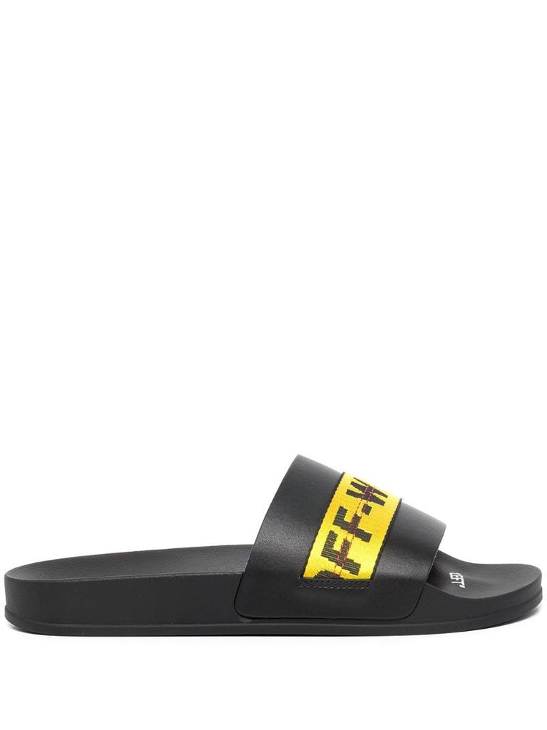Black Industrial Logo Band Slides