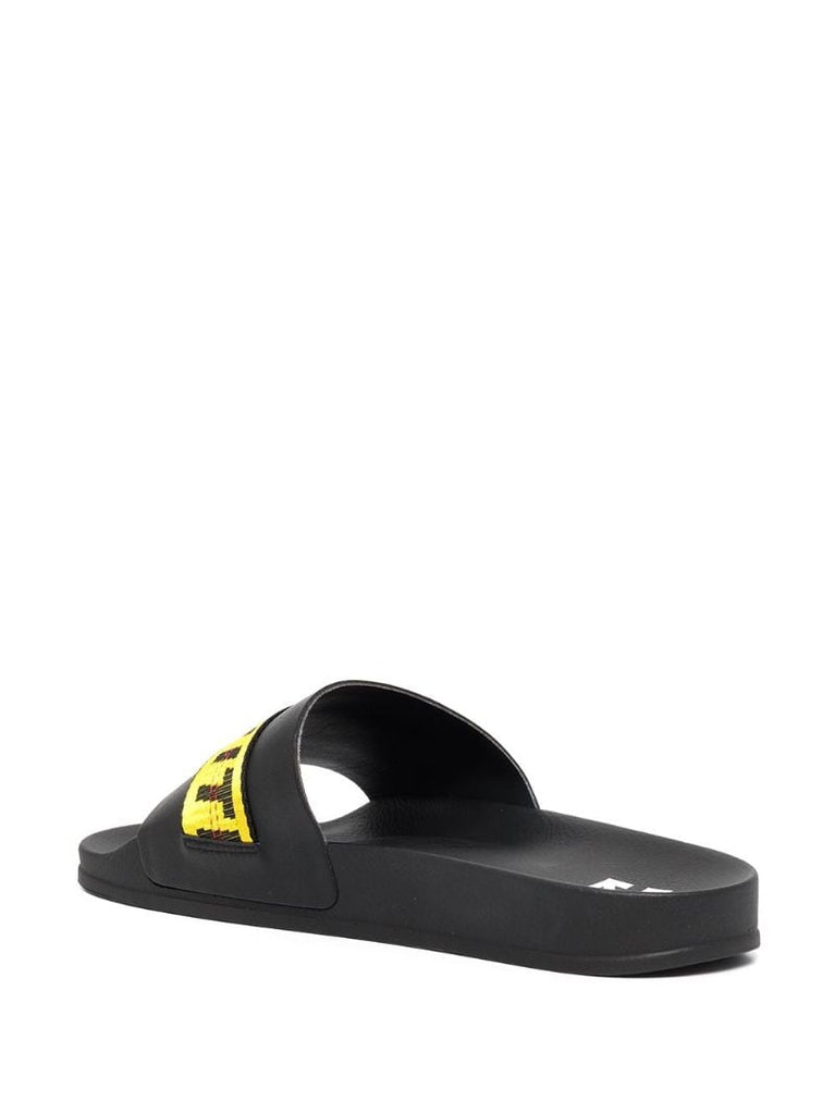 Black Industrial Logo Band Slides