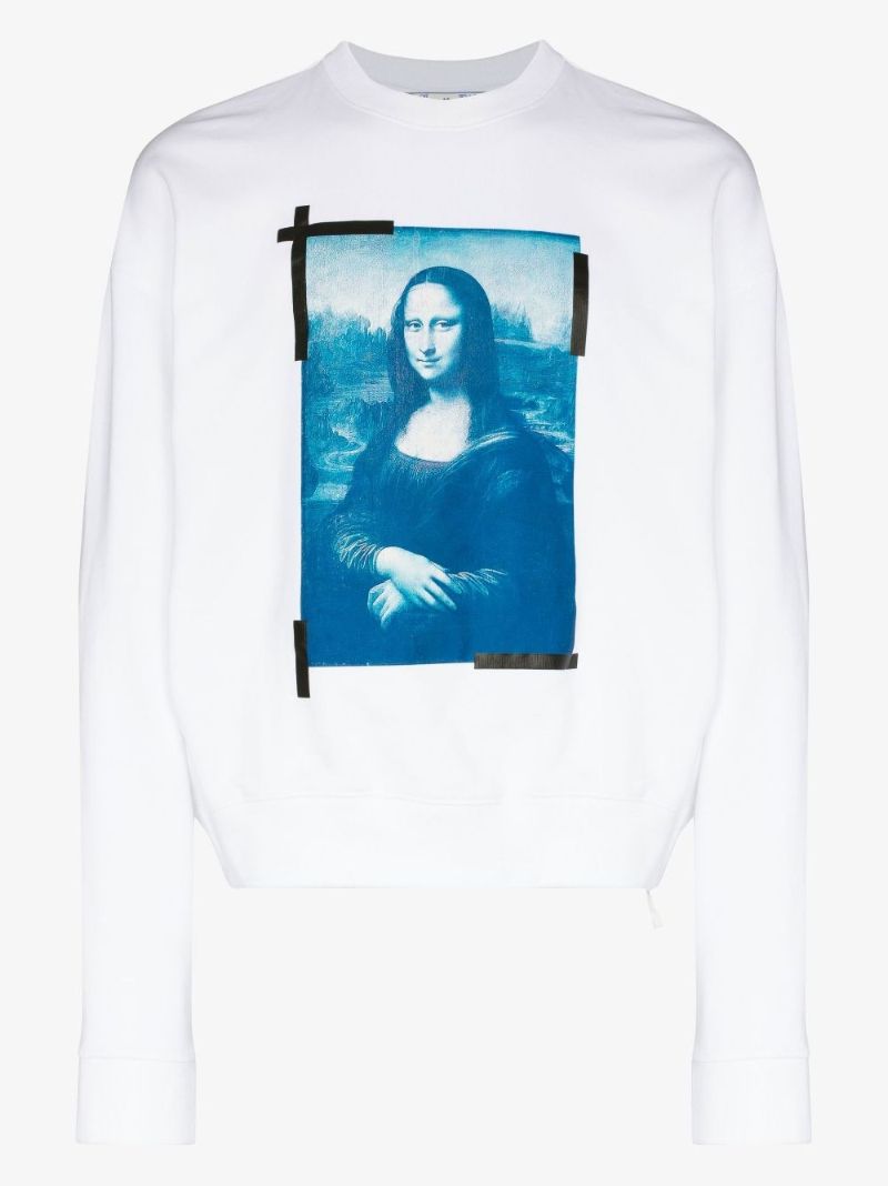 White Mona Lisa Print Sweatshirt