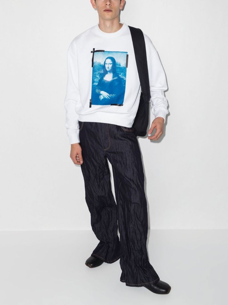 White Mona Lisa Print Sweatshirt