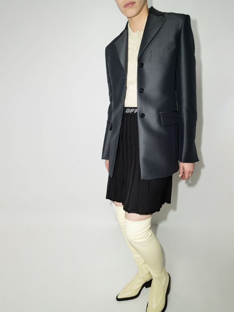 Logo Band Pleated Mini Skirt